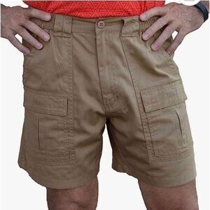 NEW CABELA'S 5" Trail Shorts Men's 50 Cargo Pockets Cotton Canvas Khaki Elastic